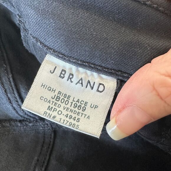 J Brand Steph Shep Charcoal Black High-Rise Laced Up Skinny Jean Vendetta 25 - Picture 10 of 16